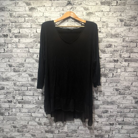 EUC Cable & Gauge Women's Thin Hi-Low Pointy Hem Tunic Dress Black Size 3X - Picture 1 of 13